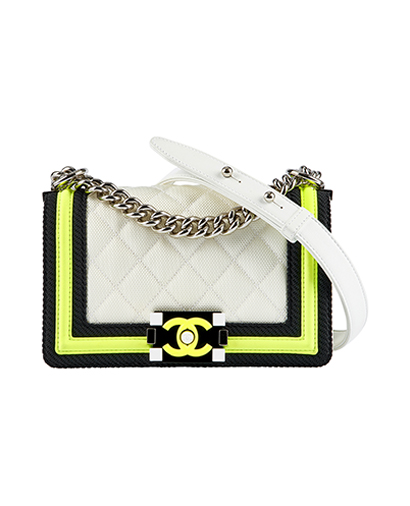 Chanel White Fluo Boy Bag, front view